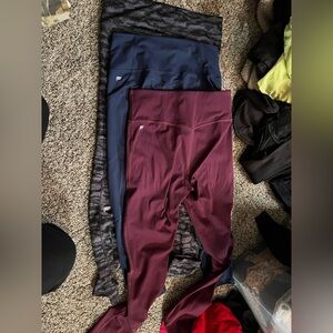 Fabletics Women's Leggings in Black, Blue, and Burgundy